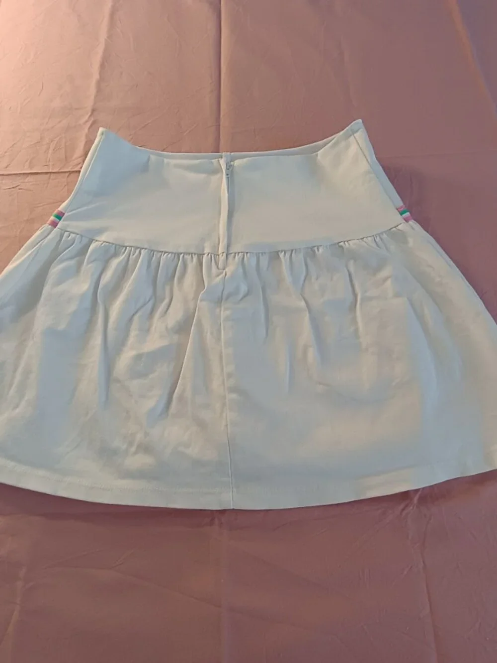 NWOT Just Kidding By La Belle Girl 16 Skort Stretch Cotton Bow White/Pink Stripe